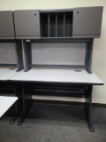 Single Unit Office System Desk, Storage, Message Board, & Matching 2 Drawer File Cabinet w/ Key by