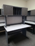 Single Unit Office System Desk, Storage, Message Board, & Matching 2 Drawer File Cabinet w/ Key by