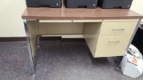 Metal Office Desk w/ Laminate Top, Center Drawer, 2 Side Drawers, 44in x 24in x 29in