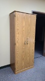 Particle Wood Wardrobe Style Cabinet, 72in x 30in x 16in w/ Shelves and Key