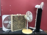 Lot of 5 Fans, Couple have dings, one missing knob