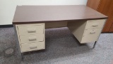 2 Metal Office Desks, Double Pedestal and Single Pedestal - 60in and 45in