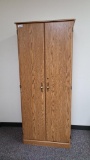 Particle Wood Wardrobe Style Cabinet, 72in x 30in x 16in w/ Shelves - No Key