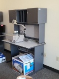 Single Unit Office System Desk, Storage, Message Board, & Matching 2 Drawer File Cabinet w/ Key by