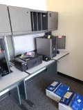 Single Unit Office System Desk, Storage, Message Board, & Matching 2 Drawer File Cabinet w/ Key by