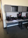 Single Unit Office System Desk, Storage, Message Board, & Matching 2 Drawer File Cabinet w/ Key by