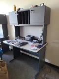 Single Unit Office System Desk, Storage, Message Board, & Matching 2 Drawer File Cabinet w/ Key by