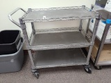 Utility Cart, 3 Shelves, Mobile, 30in x 18in x 32in H