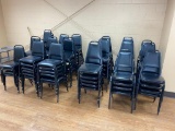 200+ Black Stack Chairs, Padded Vinyl Seats & Backs, Metal Frames - Sold by the Chair x High Bid,