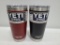 (2) YETI Rambler 20 oz Tumblers - Brick Red & Black