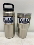 Lot of 2 YETI Items; Rambler 30oz Tumbler, 26oz Rambler Bottle - Both Stainless Steel