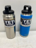 2 YETI Items; (2) YETI Rambler 26oz Bottles, Tahoe Blue and Stainless Steel