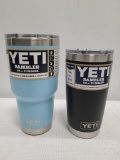 (2) YETI Rambler 30 oz Bottle Sky Blue & YETI 20 oz Tumbler Black