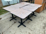 Lot of 6 Restaurant Tables, 24in x 30in, Laminate Top, Iron Pedestal Base