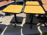 Lot of 3 Restaurant Tables, Single Pedestal, Laminate Top, 24in x 24in