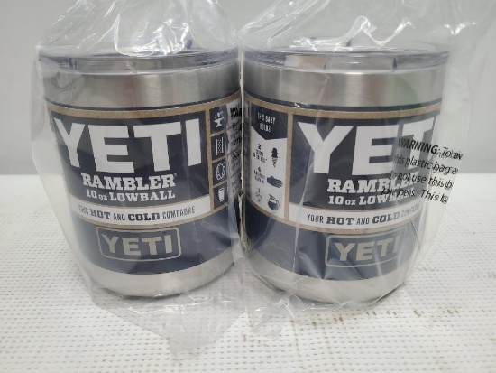 (2) YETI Rambler 10 oz Lowball Navy