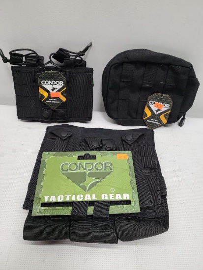 (3) Condor Pouches - EMT Pouch, M14 Mag Pouch & Rifle Kangaroo