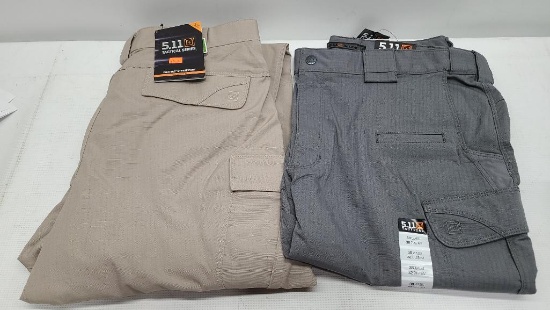 (2) 5.11 Tactical Series Men's Stryke Pants w/ Flex-Tac SIZE W38 L32 - Storm & Khaki