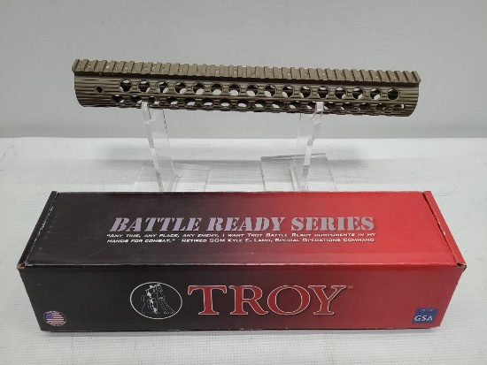 Troy 15" Alpha Battlerail No Sight Flat Dark Earth for AR15, M4 Carbine
