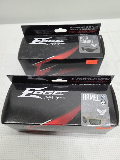 (2) Edge Tactical Ballistic Glasses G-15 Lens - Hamel Thin Temple Vapor Shield & Acid Gambit