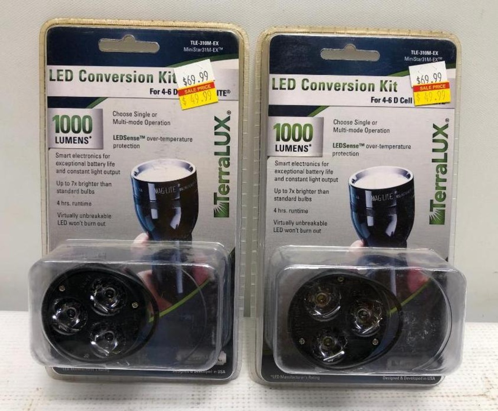 2 Items, Terralux LED Conversion Kit 1000 Lumens 4-6 D Cell Flashlights  Only | Guns & Military Artifacts Firearms | Online Auctions | Proxibid