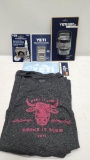 (5) YETI Items - Medium Grey T-Shirt, Window Decal, Rambler Bottle Chug Cap & (2) Bottle Openers