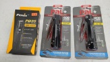 (3) Flashlights - Fenix PD35 1000 Lumens & (2) NEBO Pal+ 400 Lumens w/ Power Bank & Folding Knife