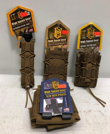 (4) HSG Magazine Pouches - Taco Mag, Double Decker Taco, Extended Pistol Taco LT & O3D Med Pouch