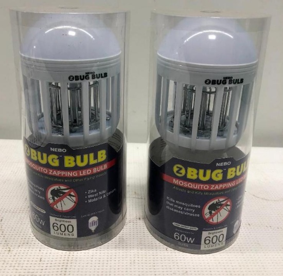 (2) NEBO Z Bug Bulbs - Mosquito Zapping LED Bulbs 600 Lumens