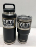 (2) YETI Ramblers Black - 36 oz Bottle & 30 oz Tumbler
