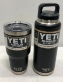 (2) YETI Ramblers - Black - 36 oz Bottle & 30 oz Tumbler w/ Lid