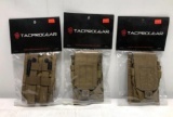 (3) Tacprogear Staggered Rifle Mag Pouches - Coyote