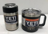 (2) YETI Rambler 14 oz Mugs - Black & Colster
