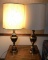 Mid-Century Modern Brass Table Lamps w/ Shades, Stamped 1967 Mfg. 38in to Top