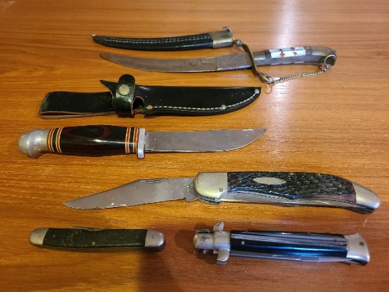 Lot of 5 Vintage Knives, Robeson, Victory, American Knife Co. Germany, Others