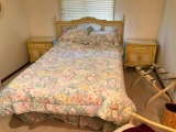 Full Size Bet, Mattress, Box Spring, Frame, Bedding, Two End Tables, Dresser w/ Mirror, Chair