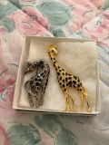 2 Giraffe Brooches