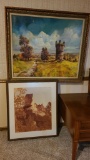 Lot of 2 Pictures, Painting by Jan May w/ Some Missing Paint 40in x 36in, Framed Photo Judith Ann