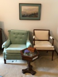 2 Chairs and Coffee table, plastic plant and a Framed Print