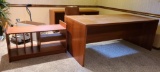 Modern Designed Desk, Credenza and Shelf Unit, Very Nice Mid-Century Look, Teak Looking Wood Style