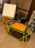 Children's Table and 2 Chairs w/ Dry Erase Homemade Easel