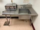 WIN-HOLT Stainless Steel Deep Sink w/ Left Return Table, Approx. 36in H, x 36in D x 48in Long, 12in