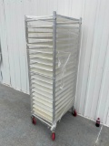 WIN-HOLT ADE1820B/KDA Aluminum Mobile Sheet Pan Rack w/ WIN-HOLT BB 1826 Bagel Boards, 20 Bagel