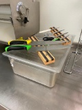 Full Size Food Pan w/ 2 Half Size Lids, 2 Wall Mount Magnetic Knife Holders & 4 Knives