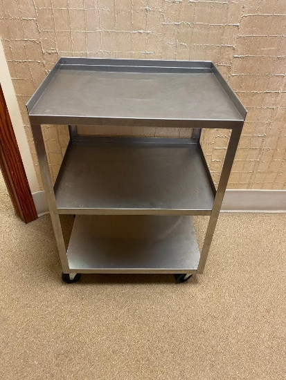 Stainless Steel NSF Utility Cart, 3 Shelves, Casters - 29in x 21in x 17in