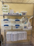 9 Organizer Totes w/ Lids, 4 Drawer Organizers, Misc. Trays, Some Totes No Lids, Tissue, Cups