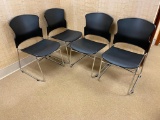 Lot of 4 Lobby Chairs, Molded Plastic Seat/Back & Chrome Frame
