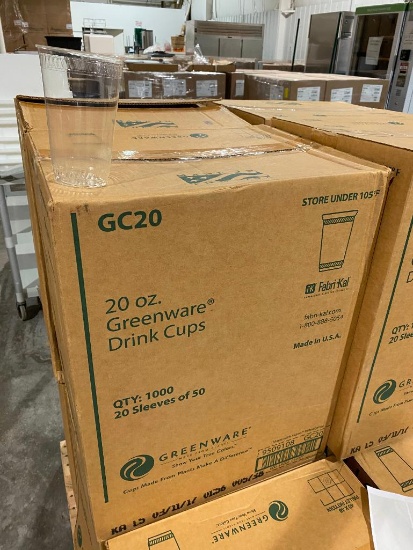Sealed Box of 1,000 20oz Greenware Drink Cups, 20 Sleeves of 50, Clear Plastic, No Lids # GC20