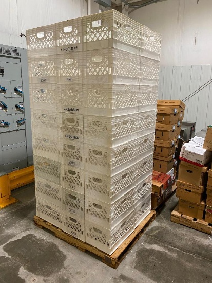 27 Count, 24 Quart Rectangle Milk Crates, 13in x 18-3/4in, Stackable, Reinforced, 4lbs Strong