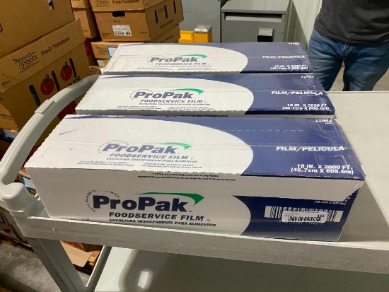3 New Sealed Boxes ProPak Food Service Film, 18 In x 2,000 Ft, 6,000 Total Feet, Sealed